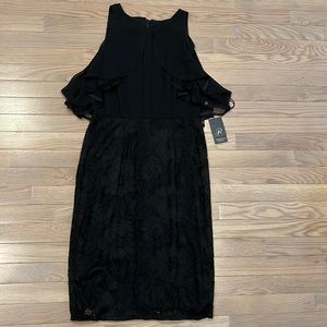 Adrianna Papell Black Layered Ruffle Sheath Dress